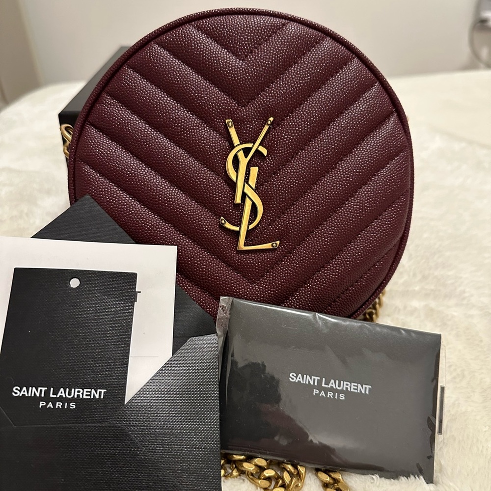 YSL round vinyle camera bag